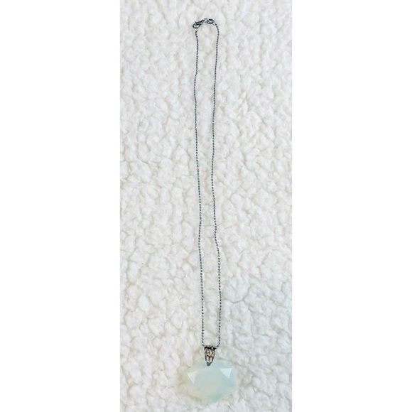 Hexagonal Milky Opalite Pendant Necklace - Picture 10 of 14